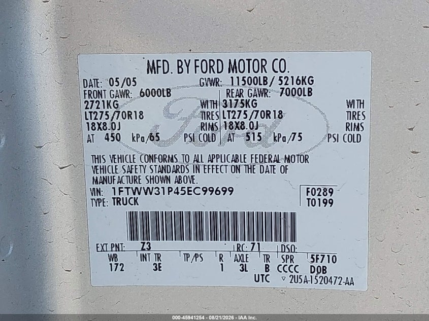 2005 FORD F-350 auction photo 8