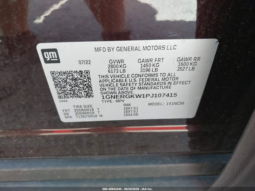 CHEVROLET TRAVERSE 2023 VIN 1GNERGKW1PJ107415