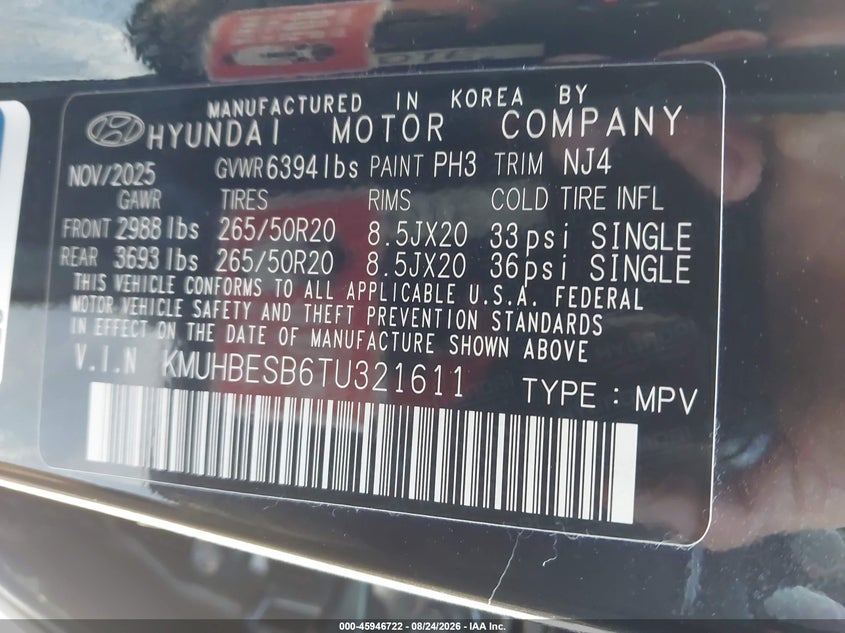 GENESIS GV80 2026 VIN KMUHBESB6TU321611