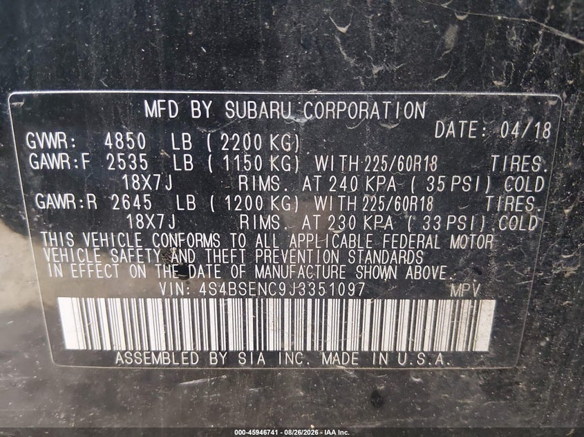 2018 SUBARU OUTBACK 3.6R LIMITED · Фото 9