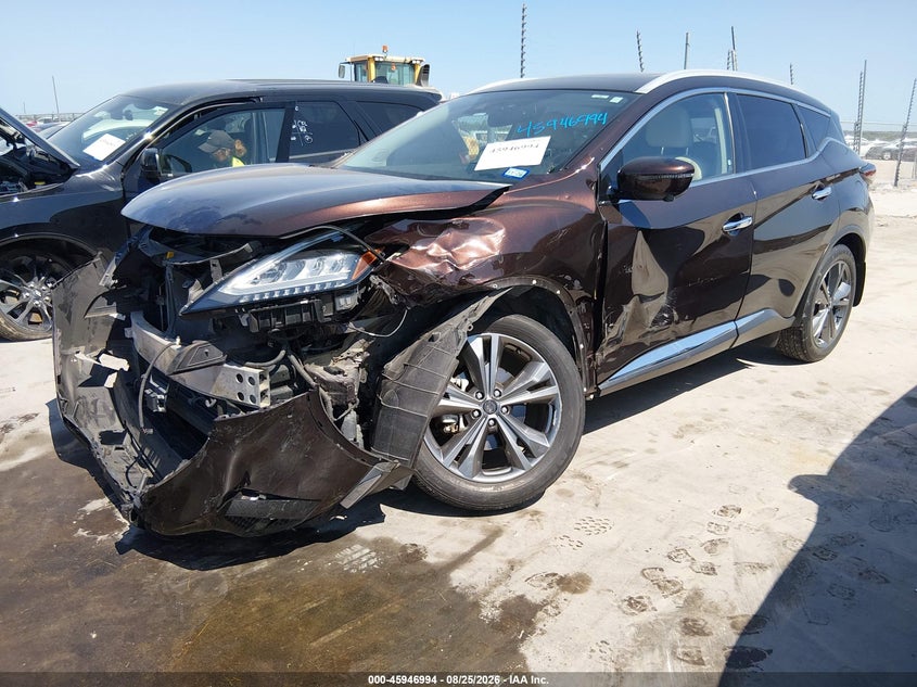 2019 Nissan Murano Platinum, Front End, IAAI, VIN 5N1AZ2MJ7KN139312 — photo 2