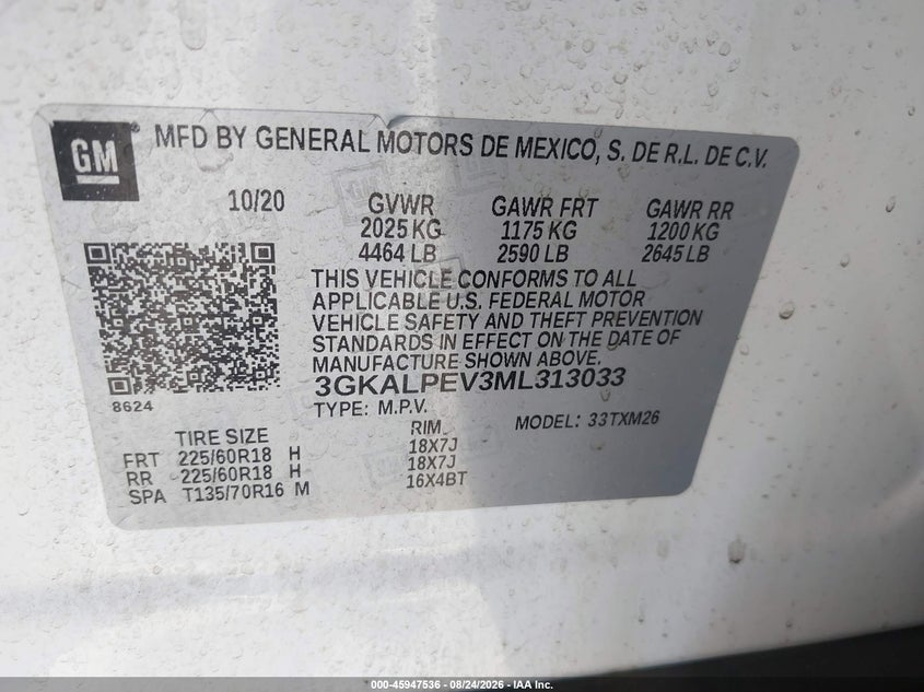 2021 GMC TERRAIN SPORT UTILITY VEHICLE 1.5L I-4 DI, DOHC, VVT, TURBO, REGULAR , 170HP