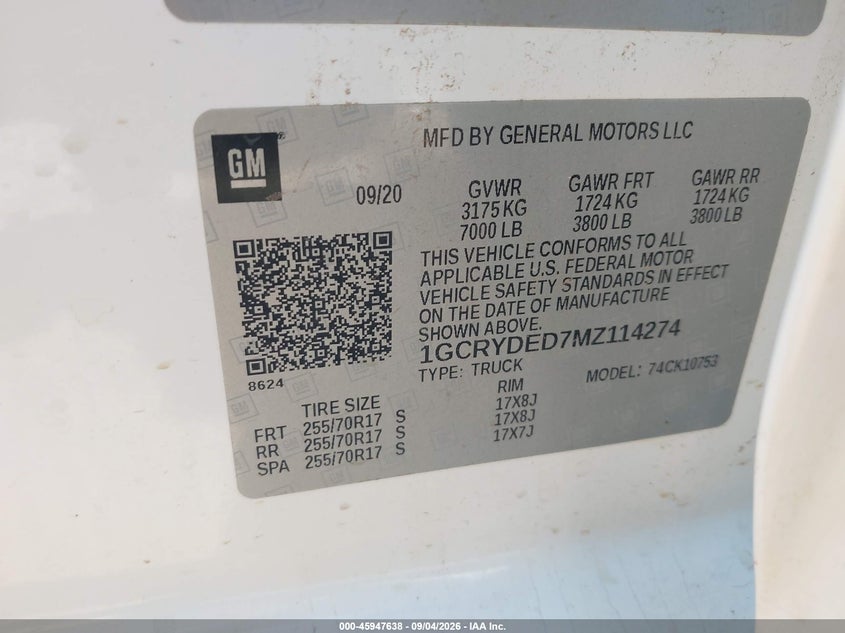 2021 CHEVROLET SILVERADO 1500 auction photo 8