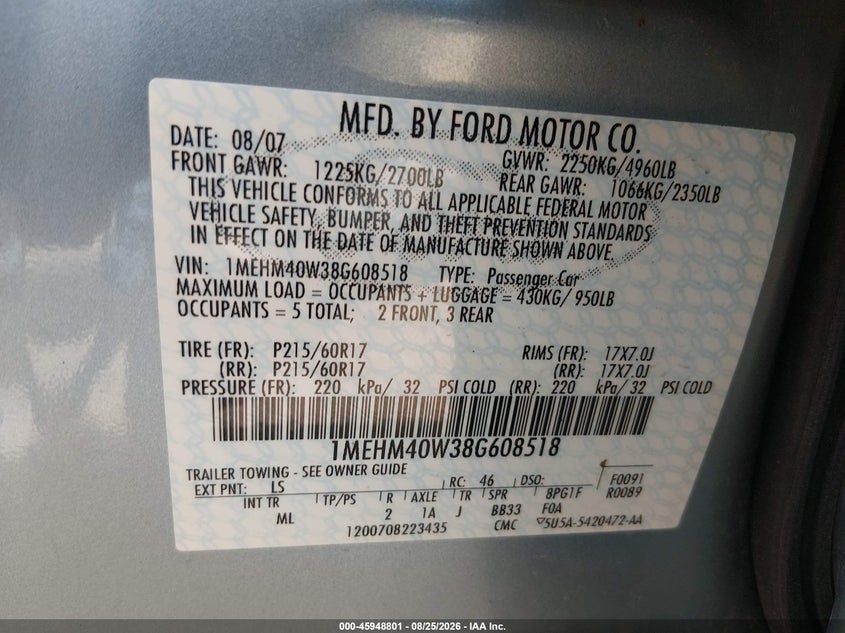 2008 MERCURY SABLE · Фото 9