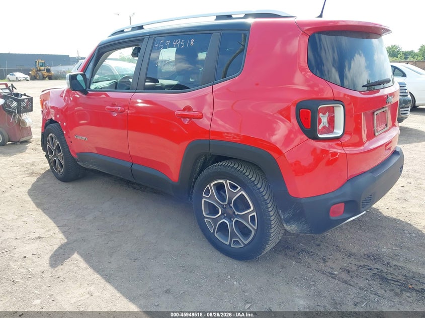 Vin: zaccjadbxjph54725, lot: 46448732, jeep renegade limited fwd 20183