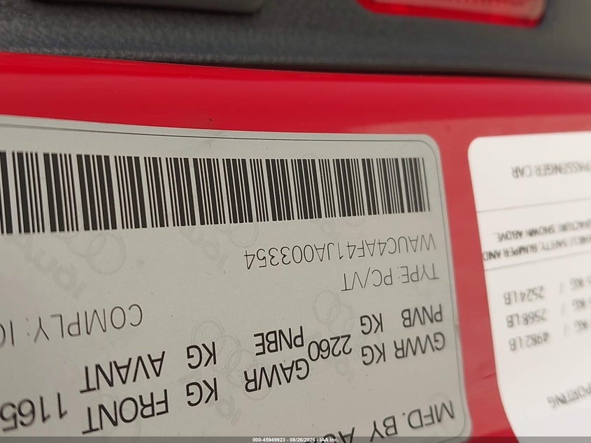 AUDI S4 2018 VIN WAUC4AF41JA003354
