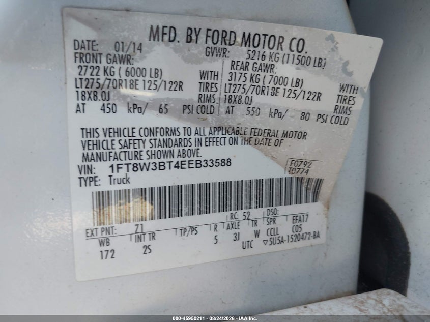2014 FORD F-350 auction photo 8