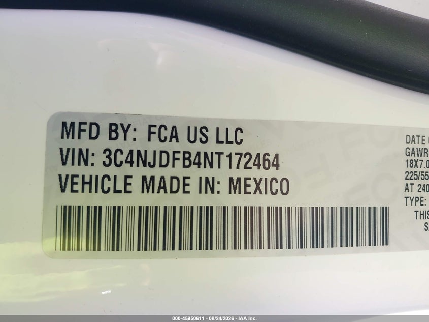 JEEP COMPASS 2022 VIN 3C4NJDFB4NT172464