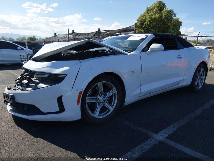 2020 Chevrolet Camaro, Front & Rear, IAAI, VIN 1G1FB3DS4L0103582 — photo 2