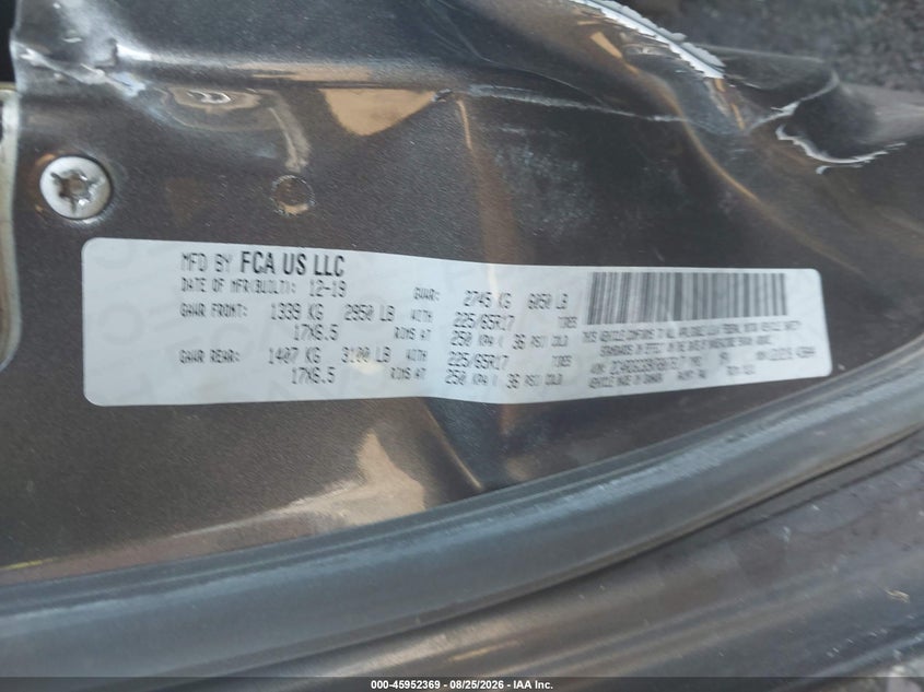 DODGE GRAND CARAVAN 2019 VIN 2C4RDGCG9KR807817