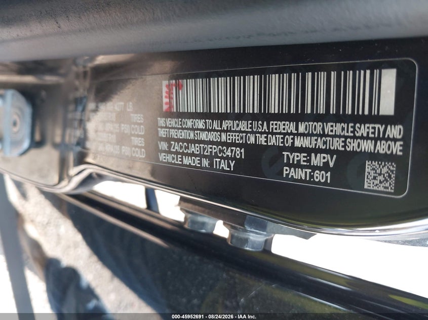 JEEP RENEGADE 2015 VIN ZACCJABT2FPC34781