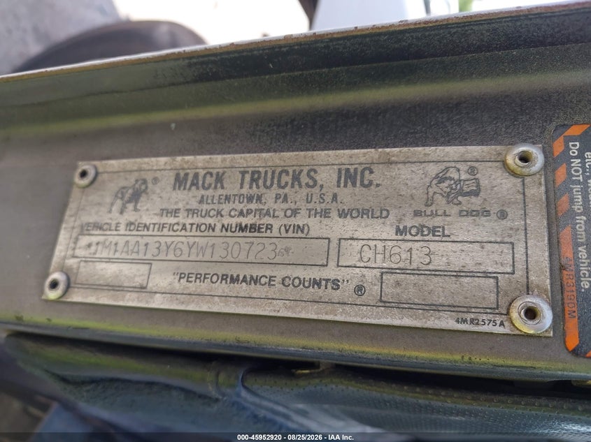 2000 OTHER MACK 600 CH600 TRUCK N/A