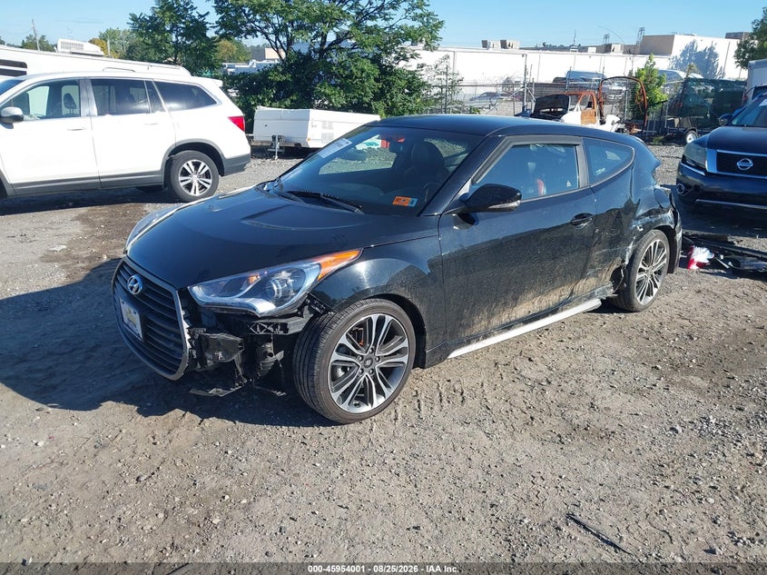 2017 Hyundai Veloster, Left Rear, IAAI, VIN KMHTC6AEXHU313915 — photo 2