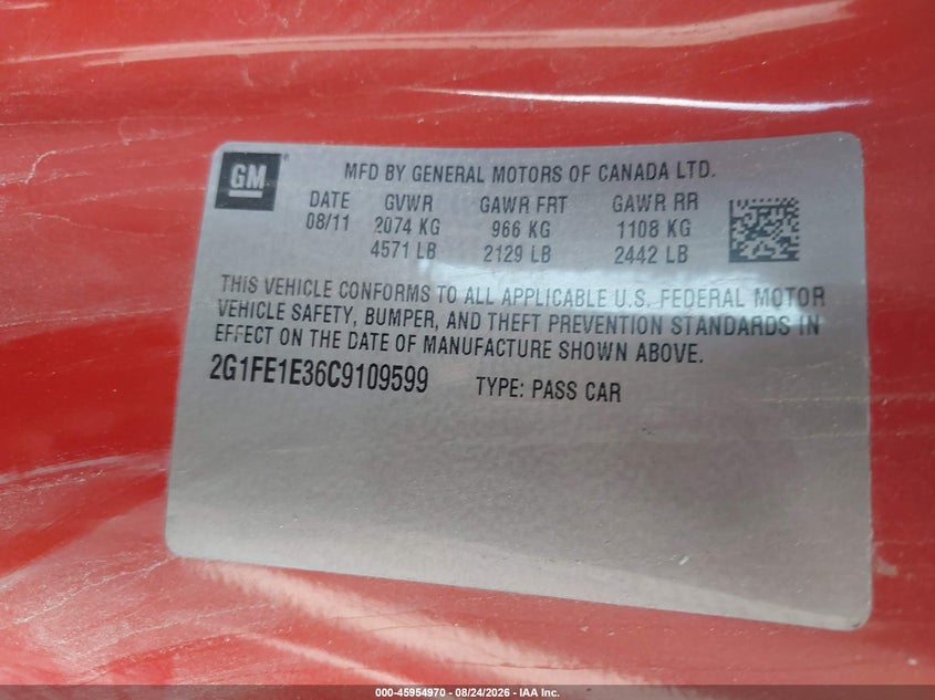 2012 CHEVROLET CAMARO COUPE 3.6L V-6 DI, DOHC, VVT, 323HP