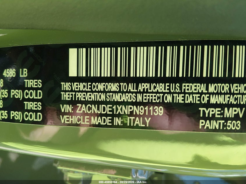 JEEP RENEGADE 2022 VIN ZACNJDE1XNPN91139