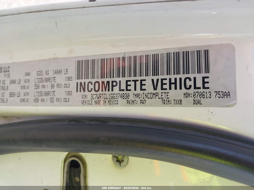 2016 RAM 3500 CHASSIS auction photo 8