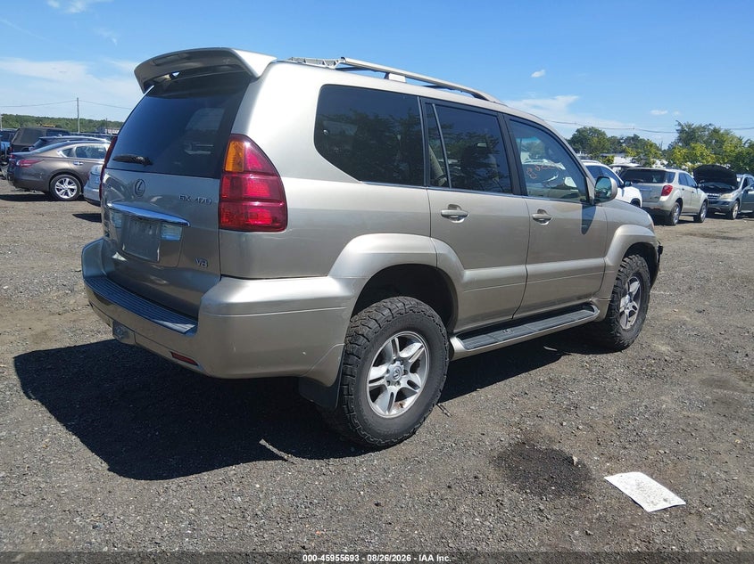 2004 LEXUS GX SPORT UTILITY VEHICLE 4.7L V-8 DOHC, PREMIUM , 235HP