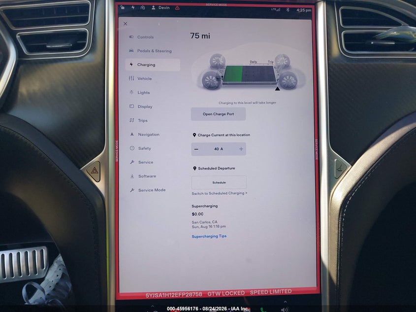 TESLA MODEL S 2014 VIN 5YJSA1H12EFP28758