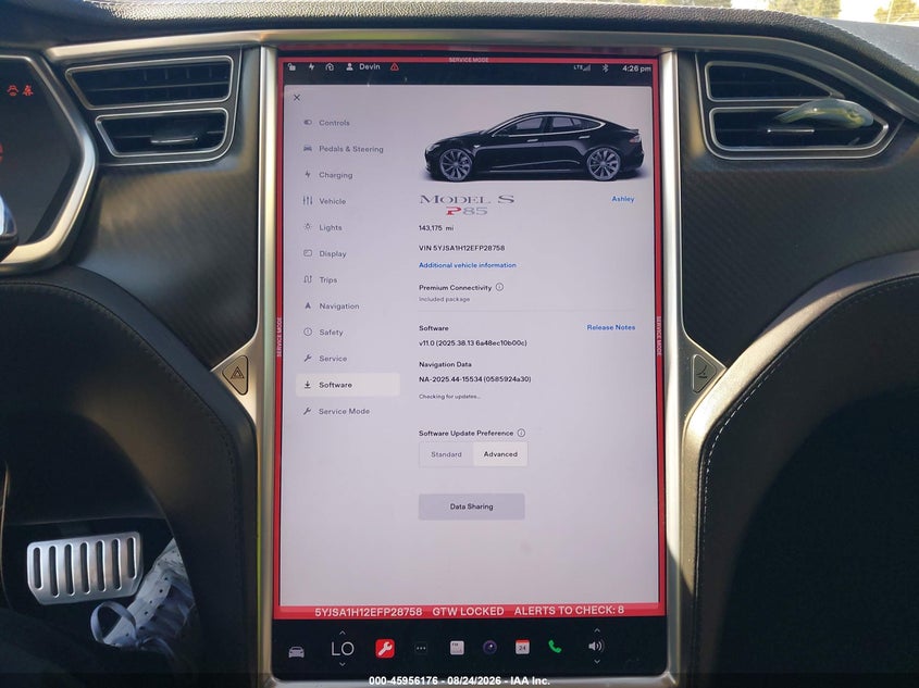 TESLA MODEL S 2014 VIN 5YJSA1H12EFP28758