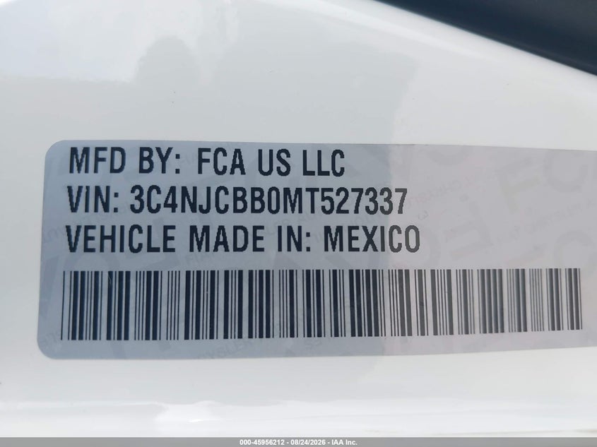 JEEP COMPASS 2021 VIN 3C4NJCBB0MT527337