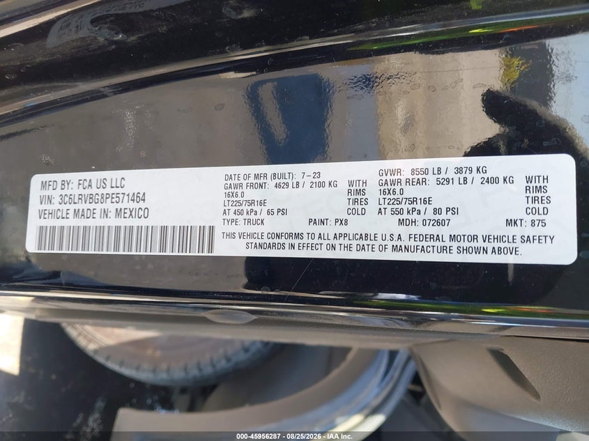 RAM PROMASTER 1500 2023 VIN 3C6LRVBG8PE571464
