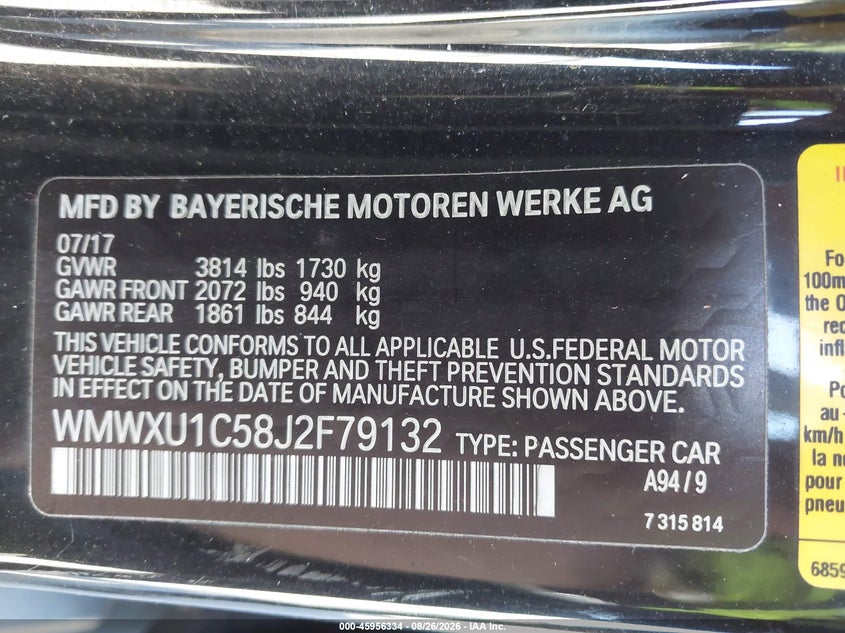 MINI HARDTOP 2018 VIN WMWXU1C58J2F79132