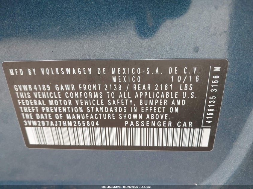 2017 VOLKSWAGEN JETTA SEDAN 1.4L I-4 DI, DOHC, VVT, TURBO, 150HP