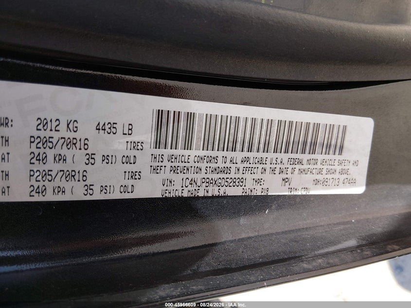 JEEP PATRIOT 2016 VIN 1C4NJPBAXGD528391