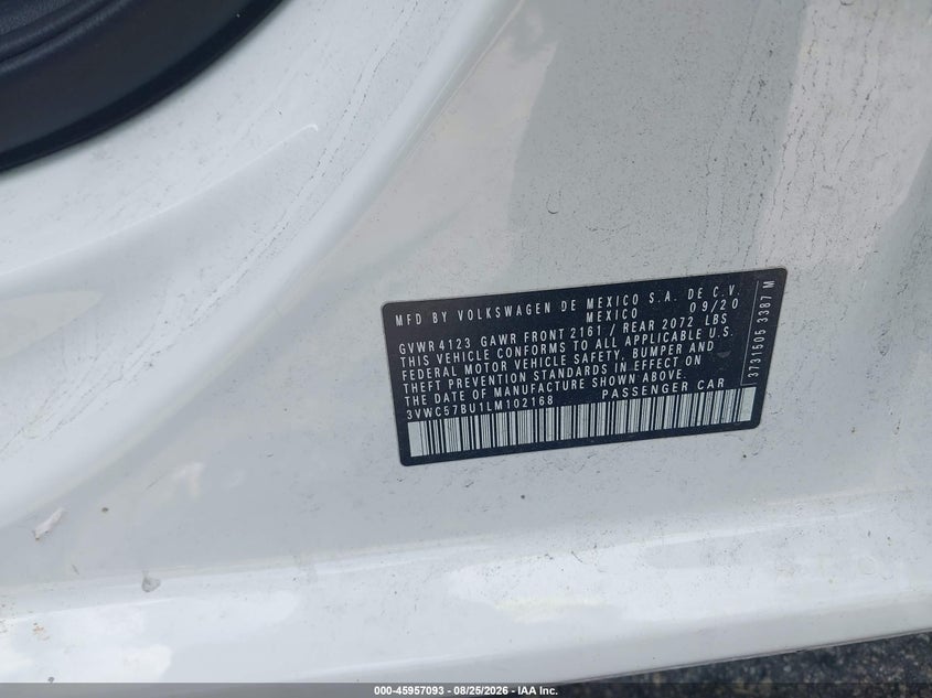 2020 VOLKSWAGEN JETTA 1.4T R-LINE/1.4T S/1.4T SE - zdjęcie 9