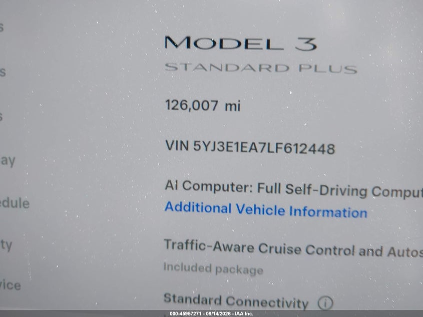 TESLA MODEL 3 2020 VIN 5YJ3E1EA7LF612448