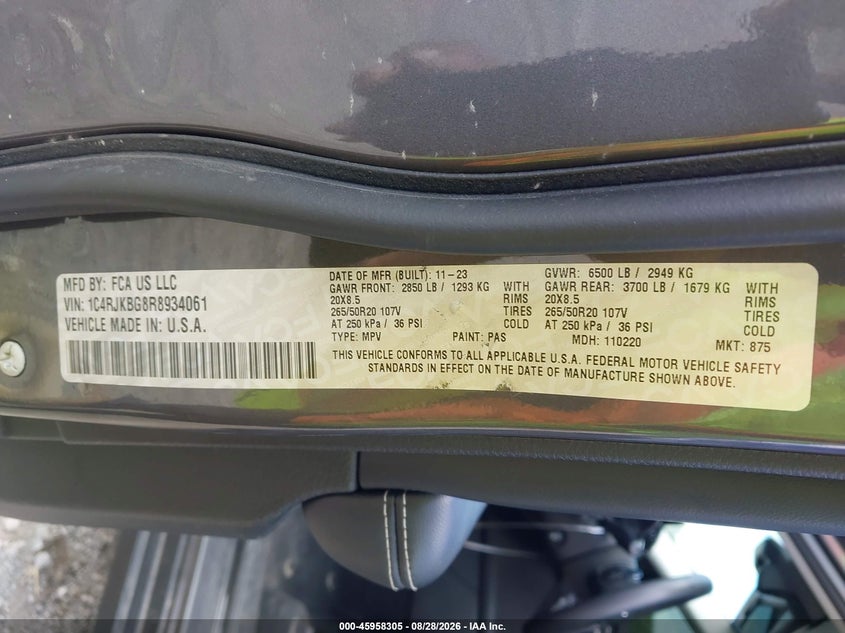 JEEP GRAND CHEROKEE L 2024 VIN 1C4RJKBG8R8934061