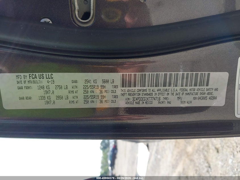 2019 DODGE JOURNEY SPORT UTILITY VEHICLE 3.6L V-6 DOHC, VVT, 283HP