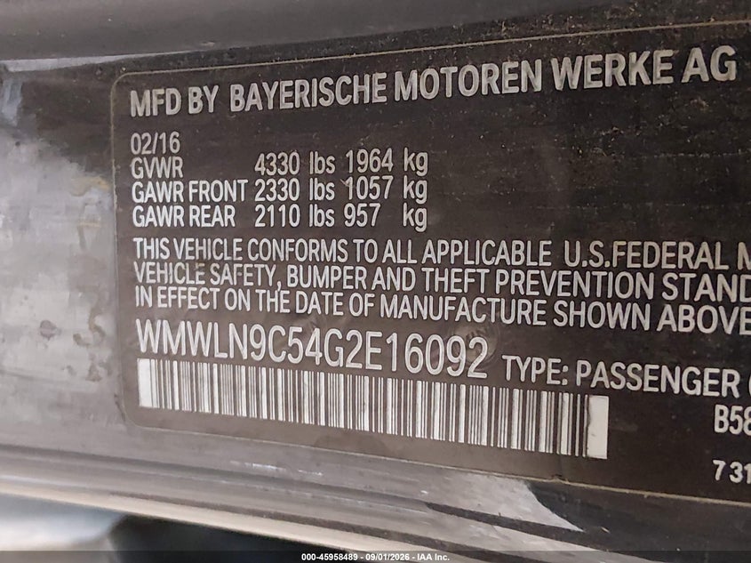MINI CLUBMAN 2016 VIN WMWLN9C54G2E16092