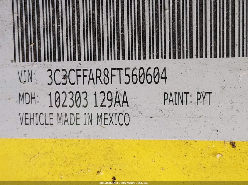 FIAT 500 2015 VIN 3C3CFFAR8FT560604