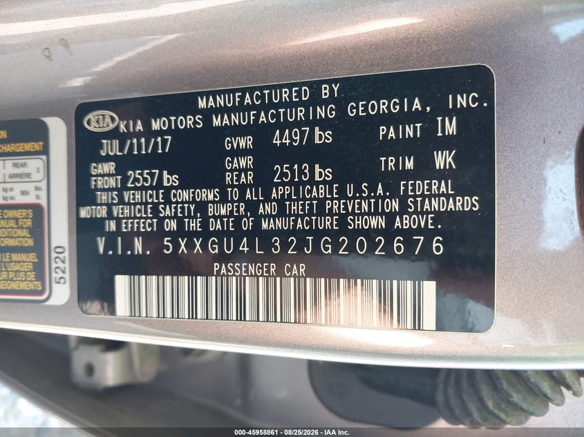 2018 KIA OPTIMA SEDAN 2.4L I-4 DI, DOHC, VVT, 185HP