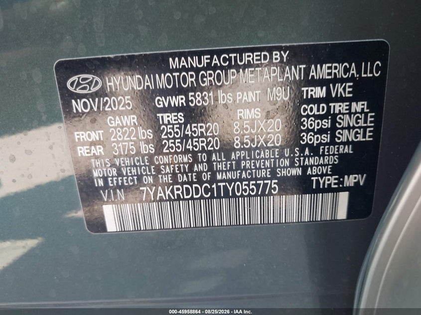 HYUNDAI IONIQ 5 2026 VIN 7YAKRDDC1TY055775