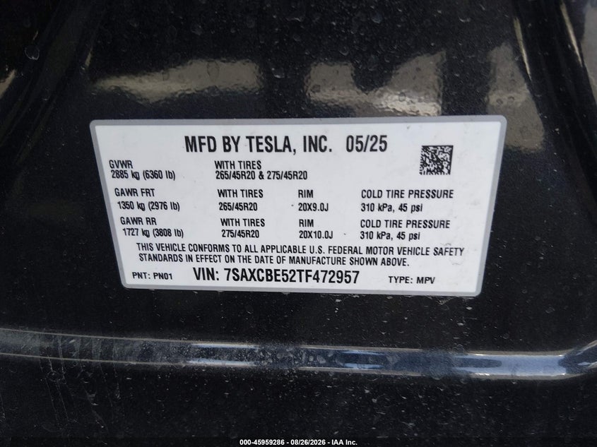 2026 TESLA MODEL X SPORT UTILITY VEHICLE ELECTRIC