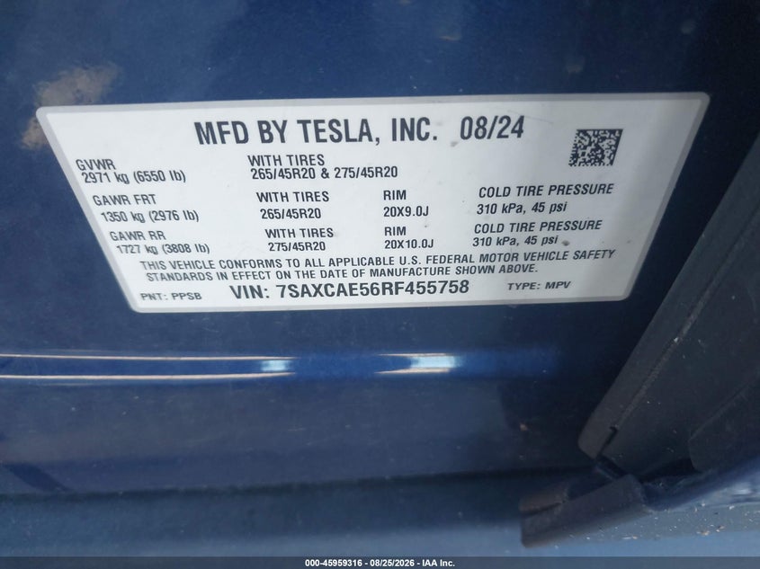 2024 TESLA MODEL X SPORT UTILITY VEHICLE ELECTRIC