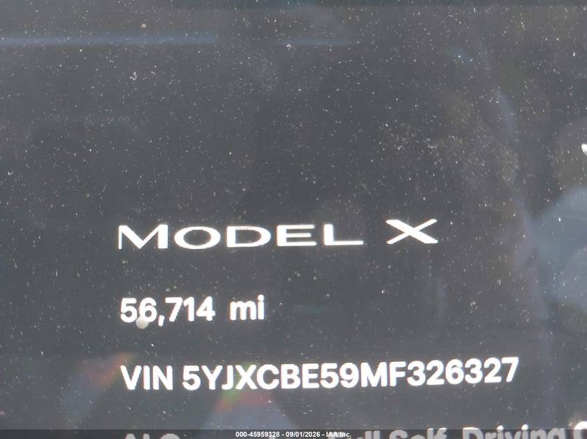 TESLA MODEL X 2021 VIN 5YJXCBE59MF326327