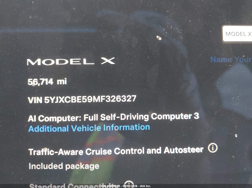 TESLA MODEL X 2021 VIN 5YJXCBE59MF326327