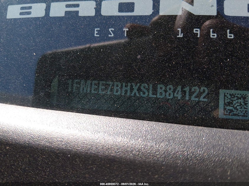 FORD BRONCO 2025 VIN 1FMEE7BHXSLB84122
