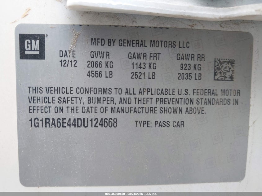 2013 CHEVROLET VOLT HATCHBACK ELECTRIC