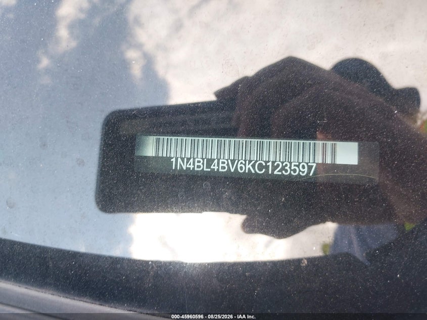 2019 NISSAN ALTIMA SEDAN 2.5L I-4 DI, DOHC, VVT, 182HP