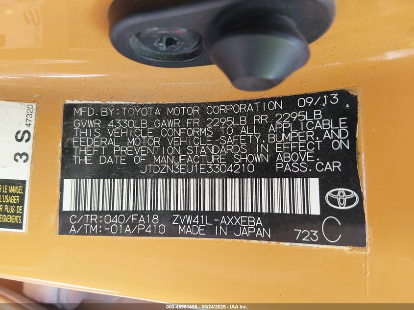 TOYOTA PRIUS V 2014 VIN JTDZN3EU1E3304210