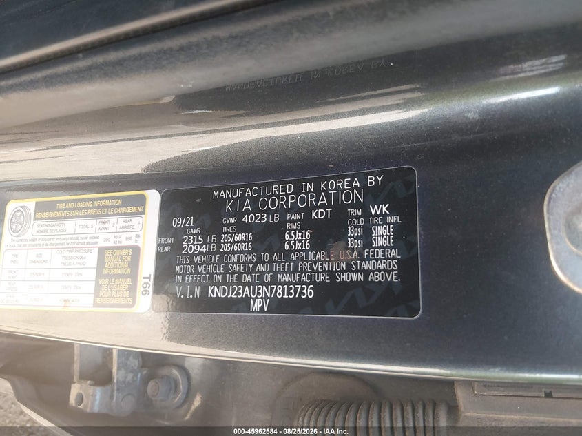 KIA SOUL 2022 VIN KNDJ23AU3N7813736