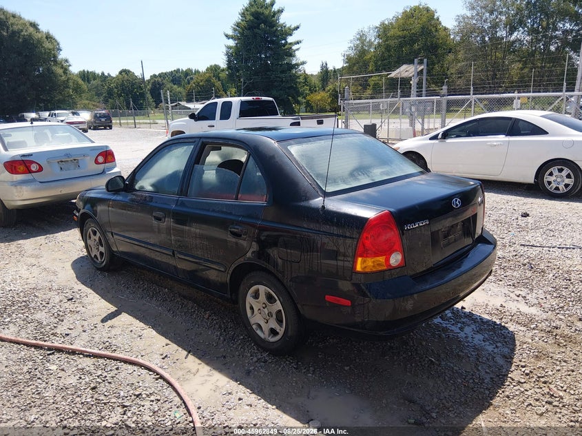 2003 HYUNDAI ACCENT SEDAN 1.6L I-4 DOHC, 104HP