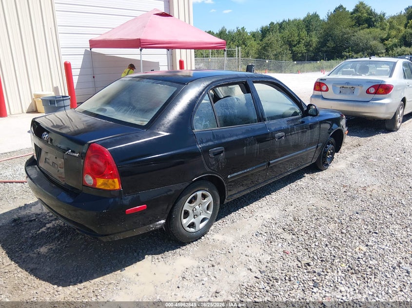2003 HYUNDAI ACCENT SEDAN 1.6L I-4 DOHC, 104HP