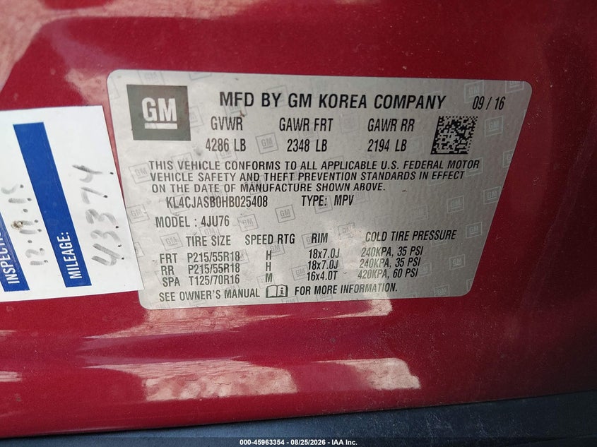 BUICK ENCORE 2017 VIN KL4CJASB0HB025408