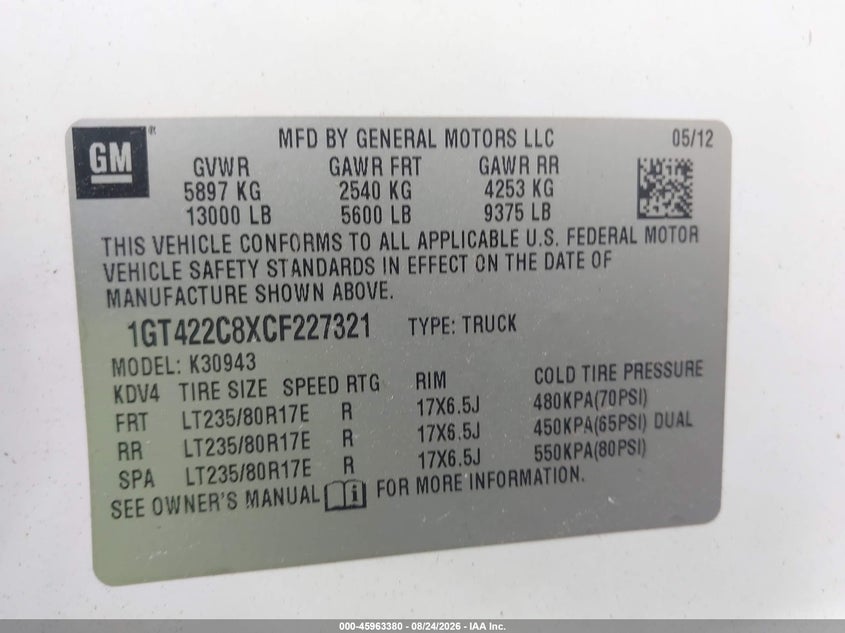2012 GMC SIERRA 3500HD auction photo 8
