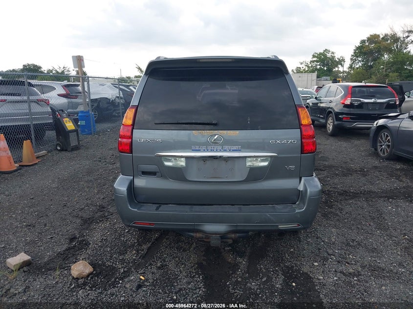 2004 LEXUS GX SPORT UTILITY VEHICLE 4.7L V-8 DOHC, PREMIUM , 235HP